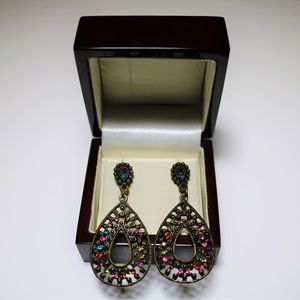 Multi-Color Diamond Dangle Earrings